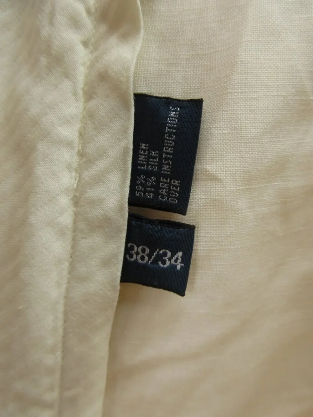 VINTAGE Ralph Lauren Polo Pants 38X27 Cream Linen Silk Trousers Y2K *